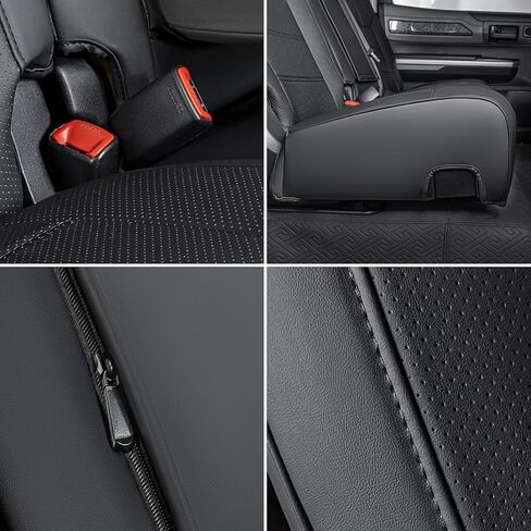لأغطية مقاعد Toyota Tundra 2021 2020 2019 2018 2017 2016 2015 2014 (CrewMax فقط)، لغطاء مقعد Toyota Tundra 2014-2020 2021، غطاء مقعد جلدي أسود لملحقات شاحنة Toyota Tundra Pickup in Kuwait