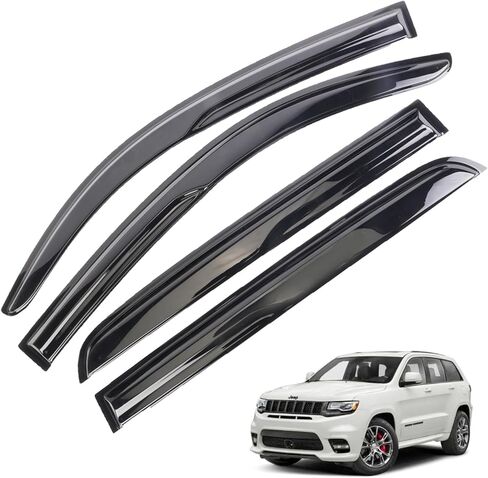 واقيات النوافذ منحرف واقي المطر مناسب لسيارة جيب شيروكي جميع الموديلات 2014 15 16 17 18 19 20 21 22 2023 الملحقات 4 قطع - واقيات نافذة شيروكي الواقية من الشمس لتهوية المطر in Kuwait