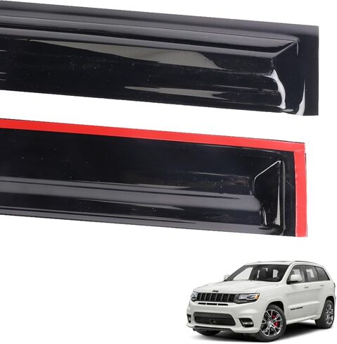 واقيات النوافذ منحرف واقي المطر مناسب لسيارة جيب شيروكي جميع الموديلات 2014 15 16 17 18 19 20 21 22 2023 الملحقات 4 قطع - واقيات نافذة شيروكي الواقية من الشمس لتهوية المطر in Kuwait