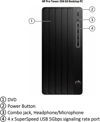 كمبيوتر مكتبي HP Pro Business، معالج Intel Core 4-core، Windows 11 Pro، إيثرنت، VGA، HDMI، فتحة DVD، 8 أنواع USB، بلوتوث وواي فاي (ذاكرة الوصول العشوائي 32 جيجابايت، 1 تيرابايت SSD) in Saudi Arabia