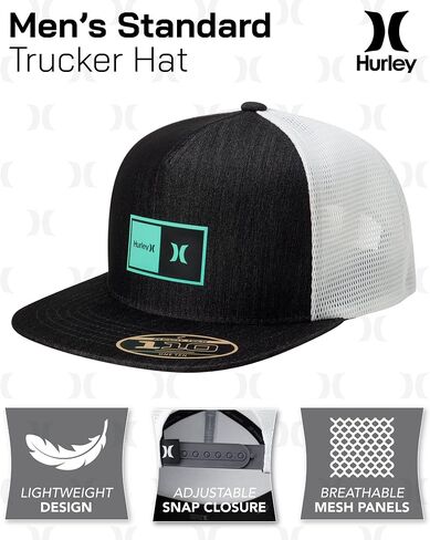 Hurley Men's Caps - Flat Brim Mesh Panel Baseball Cap Trucker Hat - Snap Back Hats for Men in Saudi Arabia