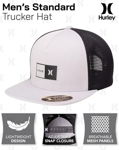 Hurley Men's Caps - Flat Brim Mesh Panel Baseball Cap Trucker Hat - Snap Back Hats for Men in Saudi Arabia