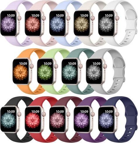 SNBLK 14 حزمة متوافقة مع سوار ساعة Apple 38 مم 40 مم 41 مم 42 مم 44 مم 45 مم 49 مم للنساء والرجال، حزام معصم رياضي من السيليكون الناعم متوافق مع سلسلة iWatch 9 8 7 6 5 4 3 2 1 SE Ultra Ultra 2 in Kuwait