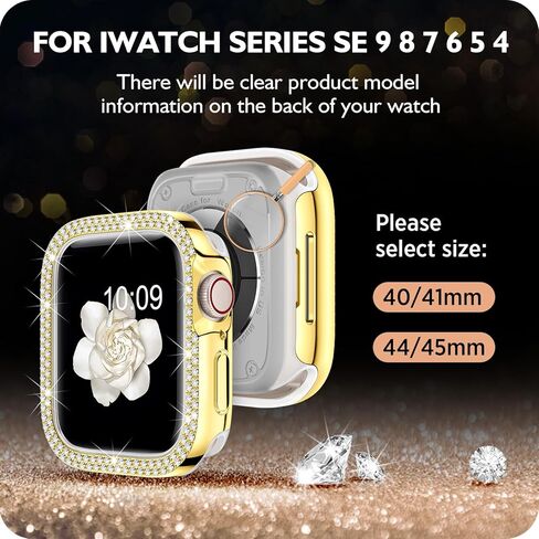 DABAOZA متوافق مع سوار ساعة Apple Bling للنساء مع ممتص للصدمات، غطاء جراب لامع للفتيات من الفولاذ المقاوم للصدأ شبكي بحزام معدني لسلسلة iWatch 9 8 7 6 5 4 3 2 1 SE Ultra 2/1 in Saudi Arabia