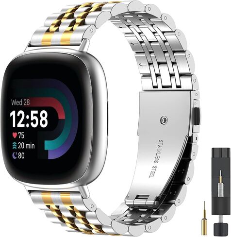 لسوار Fitbit Versa 4/Sense 2 المعدني للرجال والنساء، متوافق مع سوار ساعة Fitbit Versa 3/Sense المصنوع من الفولاذ المقاوم للصدأ in Kuwait