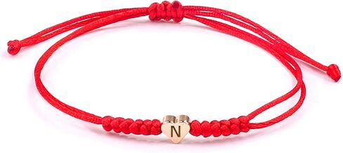 Initial Bracelets for Women Men Initial A-Z Heart Letter Charm Bracelets Handmade Adjustable Rope Bracelets for Teen Girls Boy Mom Birthday Gifts (black, A) in Saudi Arabia