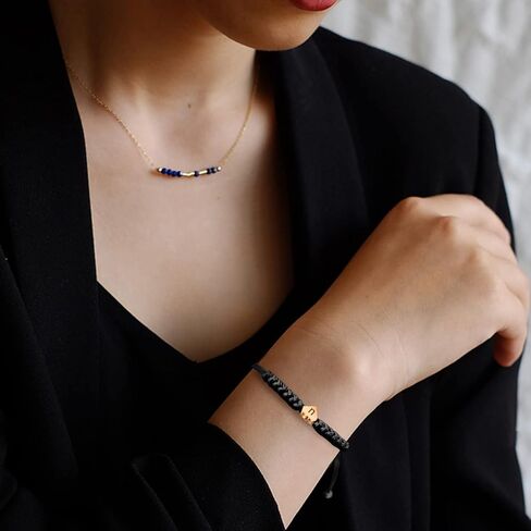 Initial Bracelets for Women Men Initial A-Z Heart Letter Charm Bracelets Handmade Adjustable Rope Bracelets for Teen Girls Boy Mom Birthday Gifts (black, A) in Saudi Arabia