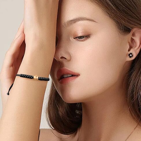 Initial Bracelets for Women Men Initial A-Z Heart Letter Charm Bracelets Handmade Adjustable Rope Bracelets for Teen Girls Boy Mom Birthday Gifts (black, A) in Saudi Arabia