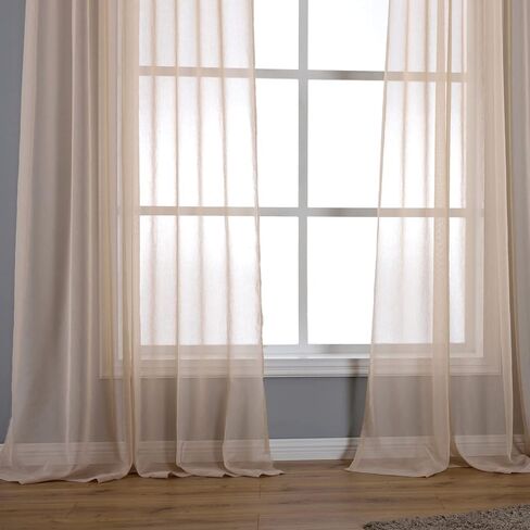 Pure Color Brown Sheer Brown Curtain Living Room Window Tulle Sheer Gormmet 96inch Length Curtains for Bedroom Drapes 2 Panels Set (Coffee-Grommet, W51 xH96 2Panels) in Saudi Arabia