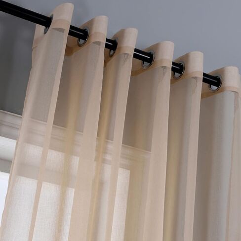 Pure Color Brown Sheer Brown Curtain Living Room Window Tulle Sheer Gormmet 96inch Length Curtains for Bedroom Drapes 2 Panels Set (Coffee-Grommet, W51 xH96 2Panels) in Saudi Arabia