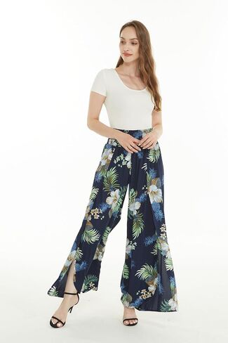 Lady High Slit Wide Leg Pants in Pineapple Garden in Saudi Arabia