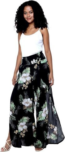 Lady High Slit Wide Leg Pants in Pineapple Garden in Saudi Arabia