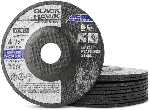 BHA 4.5" Pipeline Wheels Metal Cutting & Light Grinding Discs for Angle Grinder, Premium Zirconia Abrasive Grains Type 27, 4-1/2" x 1/8" x 7/8" Arbor - 10 Pack in Saudi Arabia