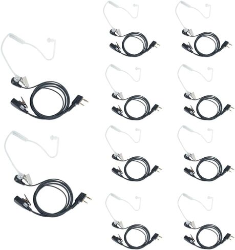 Acoustic Tube Earpiece Headset with PTT Mic Compatible with Baofeng UV-5R 5R BF-F8HP BF-888S Kenwood TK3230 TK-3160 Puxing Quansheng Wouxun Two Way Radio 10 Pack in Saudi Arabia