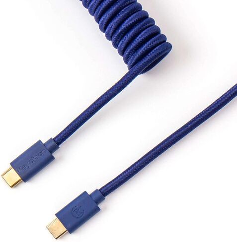 Keychron Custom Coiled Aviator Type-C Cable - Blue in Kuwait