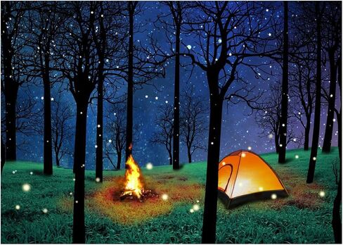 CHAIYA Enchanted Forest Camping Backdrop Forest Night Scene Photography Background Camping Backdrop Background for Camping Theme Party Photo Booth Banner Decoration 7x5ft 106 in Kuwait