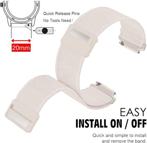 Abanen 20mm Elastic Watch Band with Magnetic Closure for Garmin Vivoactive 5 / Venu Sq/Venu 2 Plus, Loop Soft Nylon Lightweight Stretchy Wristband Strap for Vivomove Sport/Vivoactive 3 in Saudi Arabia