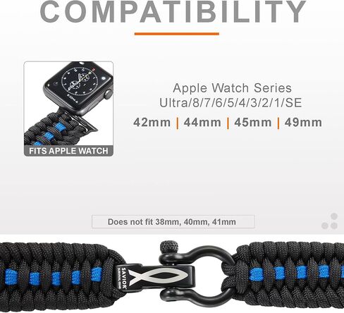 Savior Survival Gear Apple Watch Band 42mm Replacement made of 550 Paracord with Stainless Steel Adjustable Shackle in Saudi Arabia