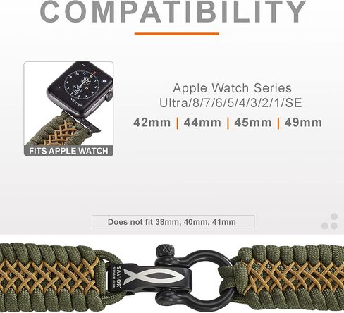 Savior Survival Gear Apple Watch Band 42mm Replacement made of 550 Paracord with Stainless Steel Adjustable Shackle in Saudi Arabia