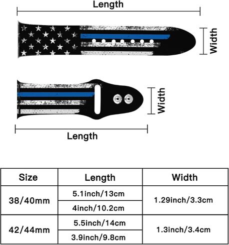 American Flag Apple Watch Band Compatible with Blue Line Apple Watch 38/40/41/42/44/45mm,Thin Line Adjustable Wristbands White in Saudi Arabia