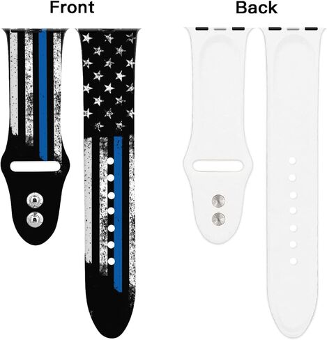 American Flag Apple Watch Band Compatible with Blue Line Apple Watch 38/40/41/42/44/45mm,Thin Line Adjustable Wristbands White in Saudi Arabia