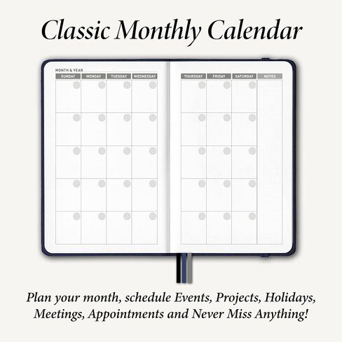 مخطط الحياة الشهري والأسبوعي لتعزيز الإنتاجية وإدارة الوقت وتحقيق أهدافك - منظم عالي الأداء ومجلة الامتنان - غير مؤرخ، سنة واحدة (12 شهرًا)، غلاف فني، 5x8 بوصة (أزرق) in Kuwait