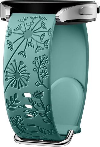 أحزمة منقوشة بالزهور متوافقة مع ساعة Samsung Galaxy Watch 6/5/4، وGalaxy Watch 5 Pro 45 مم/Galaxy Active 2/Galaxy Watch 3/Galaxy Watch 6 بسوار كلاسيكي للنساء، حزام رياضي بديل من السيليكون الناعم 20 مم in Kuwait