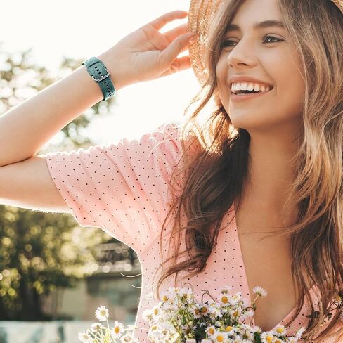 أحزمة منقوشة بالزهور متوافقة مع ساعة Samsung Galaxy Watch 6/5/4، وGalaxy Watch 5 Pro 45 مم/Galaxy Active 2/Galaxy Watch 3/Galaxy Watch 6 بسوار كلاسيكي للنساء، حزام رياضي بديل من السيليكون الناعم 20 مم in Kuwait