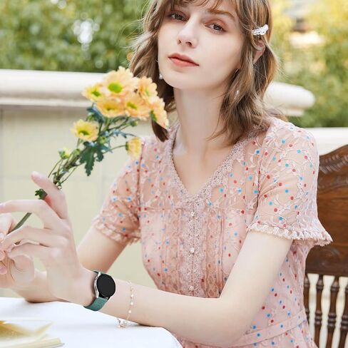 أحزمة منقوشة بالزهور متوافقة مع ساعة Samsung Galaxy Watch 6/5/4، وGalaxy Watch 5 Pro 45 مم/Galaxy Active 2/Galaxy Watch 3/Galaxy Watch 6 بسوار كلاسيكي للنساء، حزام رياضي بديل من السيليكون الناعم 20 مم in Kuwait