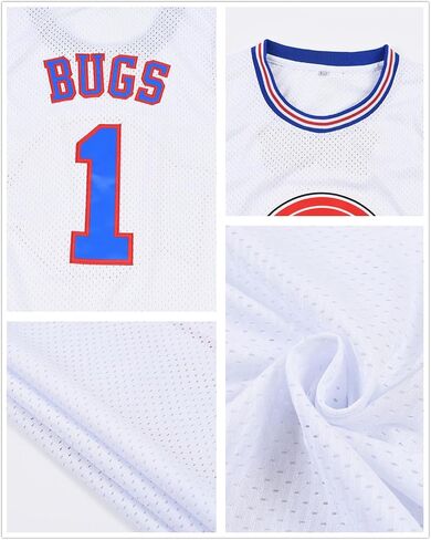 Men Basketball Jersey 1# Bugs Cosplay Costume for 90s Hip Hop Party Movie Jersey with Rabbit Party Accessories in Saudi Arabia
