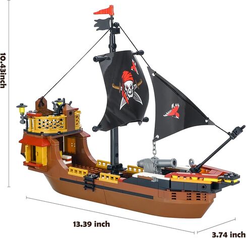 BRICK STORY القراصنة السفينة بناء مجموعات قارب وسفينة نموذج القراصنة اللعب اللبنات ألعاب سفينة القراصنة للبنين والبنات القراصنة مغامرة Playset هدية للأطفال الذين تتراوح أعمارهم بين 6-14 سنة، 308 جهاز كمبيوتر شخصى in Kuwait