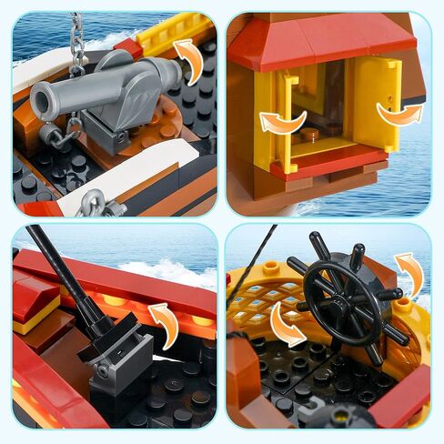 BRICK STORY القراصنة السفينة بناء مجموعات قارب وسفينة نموذج القراصنة اللعب اللبنات ألعاب سفينة القراصنة للبنين والبنات القراصنة مغامرة Playset هدية للأطفال الذين تتراوح أعمارهم بين 6-14 سنة، 308 جهاز كمبيوتر شخصى in Kuwait