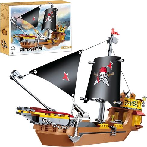 BRICK STORY Pirate Ship Building Sets Boat and Ship Model Pirate Toys Building Blocks Pirate Ship Toys for Boys and Girls Pirate Adventure Playset Gift for Kids Age 6-14 Years, 308 PCS in Saudi Arabia