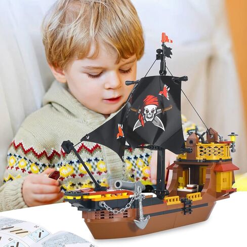 BRICK STORY Pirate Ship Building Sets Boat and Ship Model Pirate Toys Building Blocks Pirate Ship Toys for Boys and Girls Pirate Adventure Playset Gift for Kids Age 6-14 Years, 308 PCS in Saudi Arabia