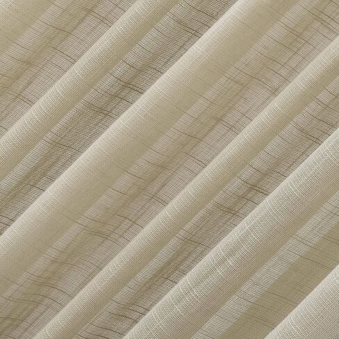 No. 918 Bondi 2-pack Linen Texture Jute Tabs Semi-Sheer Tab Top Curtain Panel Pair, 50" x 63", Linen in Saudi Arabia