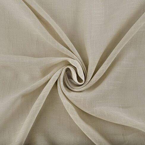 No. 918 Bondi 2-pack Linen Texture Jute Tabs Semi-Sheer Tab Top Curtain Panel Pair, 50" x 63", Linen in Saudi Arabia