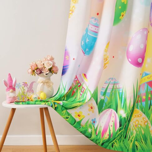 ستائر عيد الفصح بطول 63 بوصة، بيض عيد الفصح الملون، معالجات نوافذ المراعي، لوحتان، ستائر نافذة جيب قضيب لغرفة المعيشة، غرفة الطعام، غرفة النوم in Kuwait