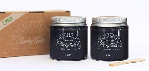Zero Waste Glass jar Charcoal Toothpaste Xtra Whitening Toothpaste - by Lucky Teeth - All Natural, Organic, Remineralizing and Fortifying (2 oz Glass) in Saudi Arabia
