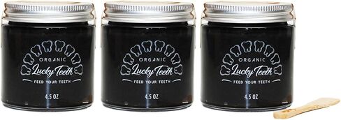 Zero Waste Glass jar Charcoal Toothpaste Xtra Whitening Toothpaste - by Lucky Teeth - All Natural, Organic, Remineralizing and Fortifying (2 oz Glass) in Saudi Arabia