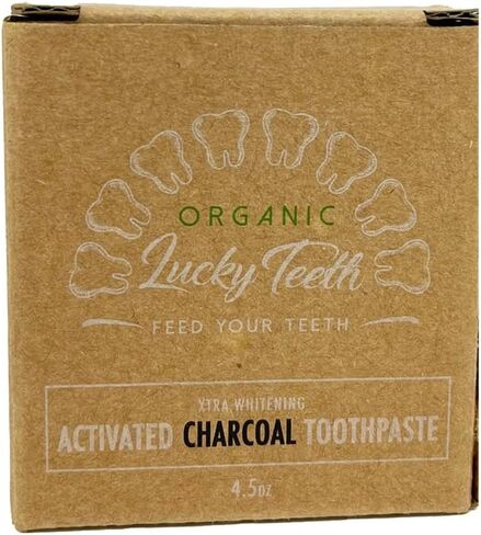 Zero Waste Glass jar Charcoal Toothpaste Xtra Whitening Toothpaste - by Lucky Teeth - All Natural, Organic, Remineralizing and Fortifying (2 oz Glass) in Saudi Arabia