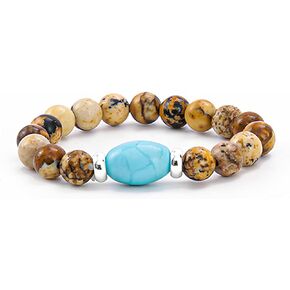 Natural Stone Bead Ring for Women - Adjustable Elastic Stretch Ring Stackable Boho Spiritual Jewelry Gift (Sizes 6-8) in Saudi Arabia