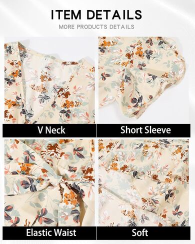 Womens Summer Dress 2025 Floral Boho Dress Wrap V Neck Short Sleeve Ruffle A Line Flowy High Low Midi Dresses in Saudi Arabia