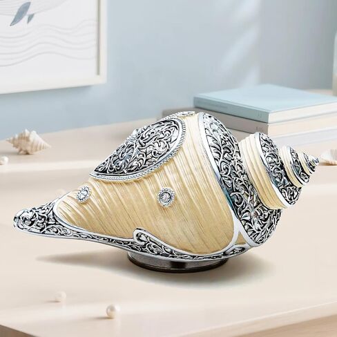 JARLL Luxury Golden Conch Music Box, Exquisite Rotating Sculpture for Home Décor, Weddings, Anniversaries, Meditation Spaces, Meaningful Gifts, Plays 'Memory' Tune in Saudi Arabia