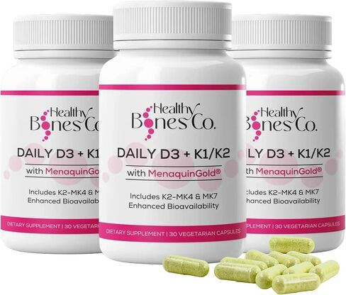 Premium D3/K2 - Full Spectrum Vitamin K2 MK7 + MK4 + D3 2000iu + K1, Daily D3 + K1/K2 Supplement, Highly Bioavailable VIT D Supplements and Vitamins for Strong Bones & Immune Support - 30 Capsules in Kuwait