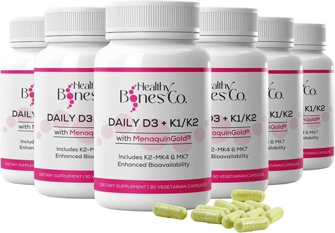 Premium D3/K2 - Full Spectrum Vitamin K2 MK7 + MK4 + D3 2000iu + K1, Daily D3 + K1/K2 Supplement, Highly Bioavailable VIT D Supplements and Vitamins for Strong Bones & Immune Support - 30 Capsules in Kuwait