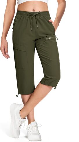 MAGCOMSEN Women's Capri Pants UPF 50+ Lightweight Hiking Cargo Capri Joggers Quick Dry Golf Summer Pants with 5 Pockets in Saudi Arabia