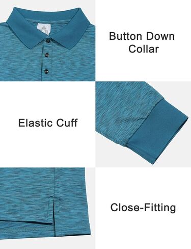 Little Donkey Andy Men's Long Sleeve Polo Shirt Quick Dry Moisture Wicking Sun Protect Sports Pullover Golf Shirt in Saudi Arabia