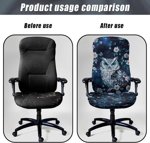 Owl Office Chair Covers Christmas Decoration Universal Protective Stretchable Computer Chair Slipcovers for Rotating Chairs High Back Chair Desk Chair Seat Cushion Cover,L in Saudi Arabia