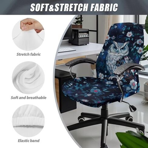Owl Office Chair Covers Christmas Decoration Universal Protective Stretchable Computer Chair Slipcovers for Rotating Chairs High Back Chair Desk Chair Seat Cushion Cover,L in Saudi Arabia