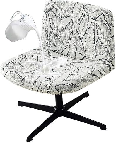 Armless Office Chair Cover Waterproof Criss Cross Chair Slipcover Jacquard Mid Back Accent Chair Cover Vanity Slipper Swivel Chair Protector for Living Room Gray in Kuwait